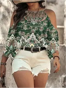 Boho Paisley Cold-Shoulder