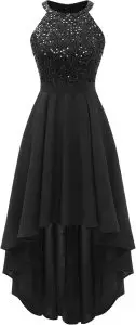 High-Low Velvet Glitter Dress
