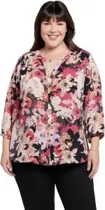 NYDJ Womens Plus Size Perfect Blouse