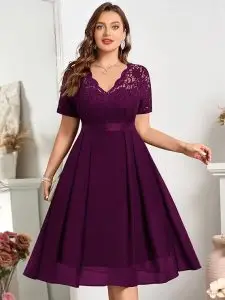 Fit-and-Flare Lace Midi Dress