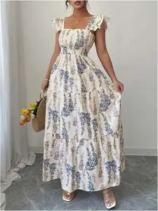 The Smocked Tiered Maxi Dress by Floerns