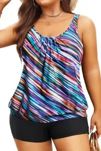Yonique Blouson Tankini with Shorts