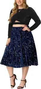 Agnes Orinda Women's Plus Size Velvet High Waist Maxi Skirt