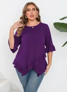 Hanna Nikole Asymmetrical Ruffle Tunic