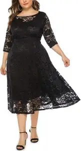 Milumia Women's Plus Size Floral Lace Flare Midi Dress