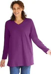 Woman Within Perfect Long-Sleeve V-Neck Tunic